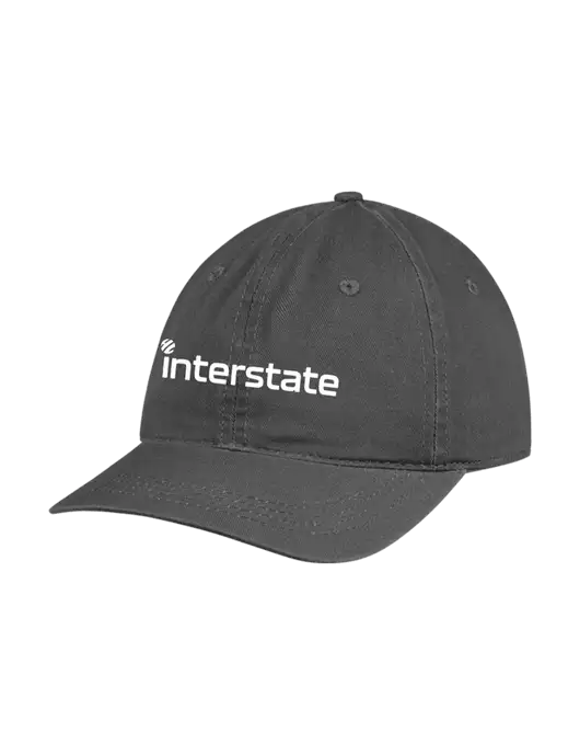 Garment Washed Unstructured Twill Charcoal Cap w/Interstate Logo