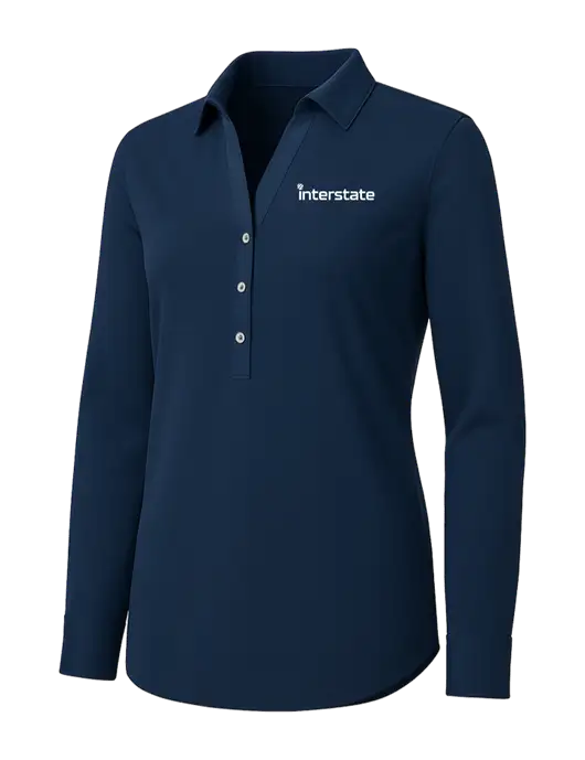 Womens Navy City Stretch Shirt w/Interstate Logo