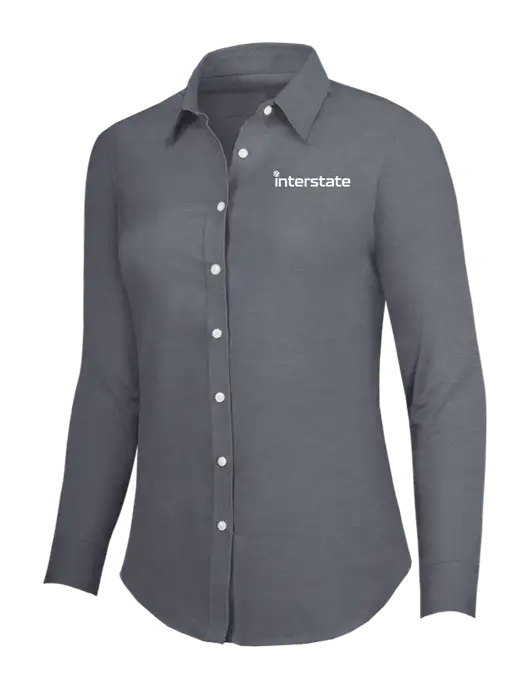 Dark Grey Womens SuperPro Oxford Shirt w/Interstate Logo