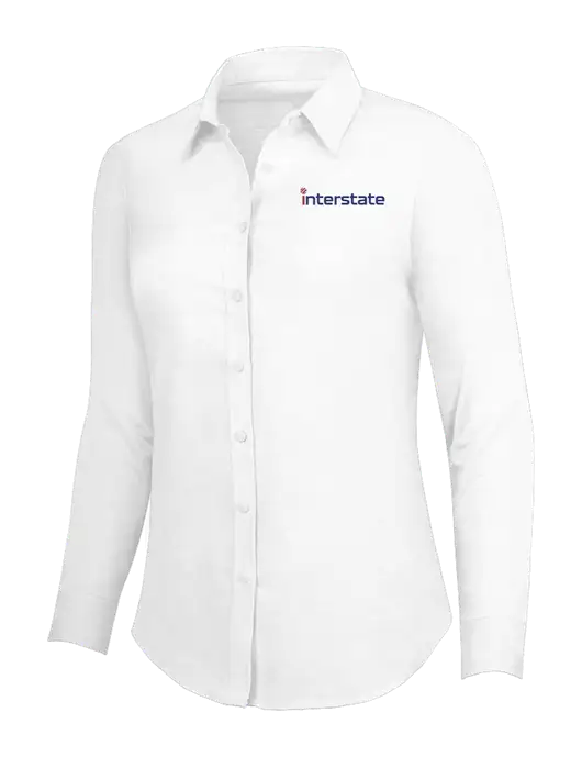 White Womens SuperPro Oxford Shirt w/Interstate Logo