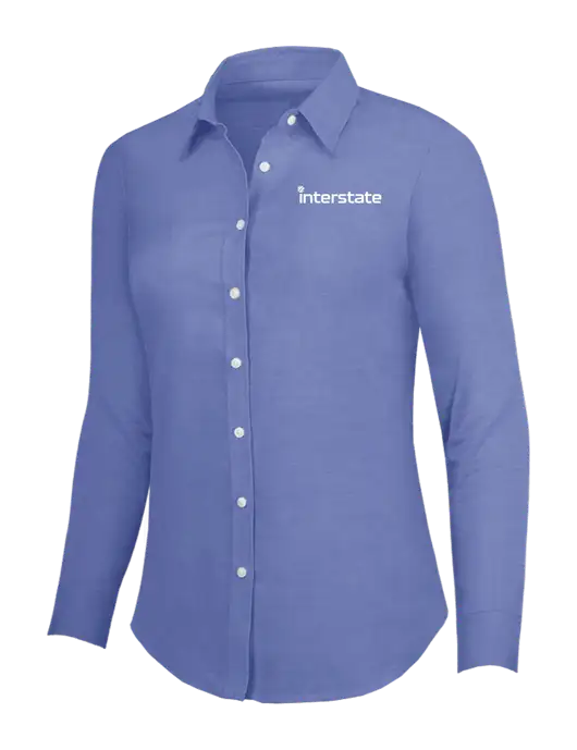 Navy Womens SuperPro Oxford Shirt w/Interstate Logo
