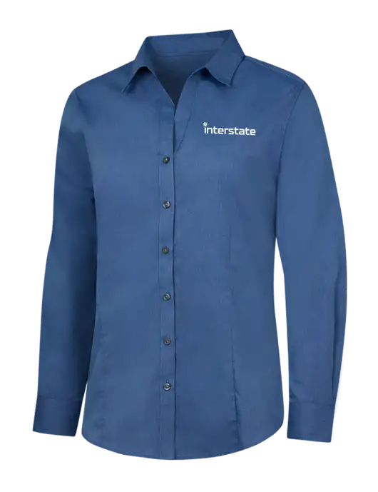 Light Navy Womens Crosshatch Easy Care Shirt w/Interstate Logo
