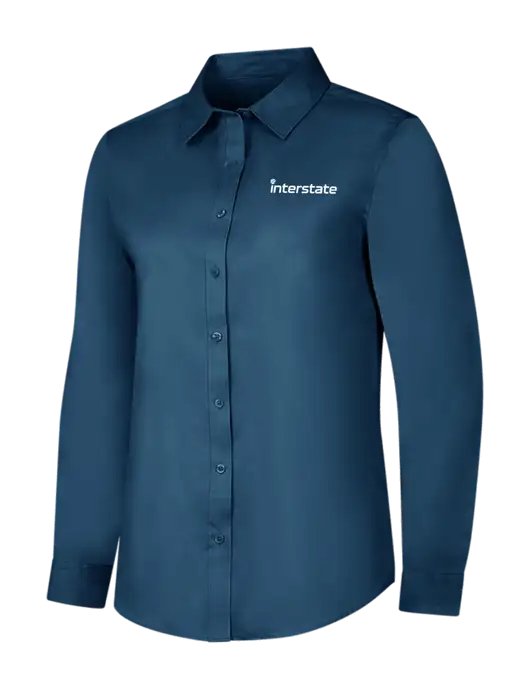 Light Navy Womens Long Sleeve Superpro React Twill Shirt w/Interstate Logo