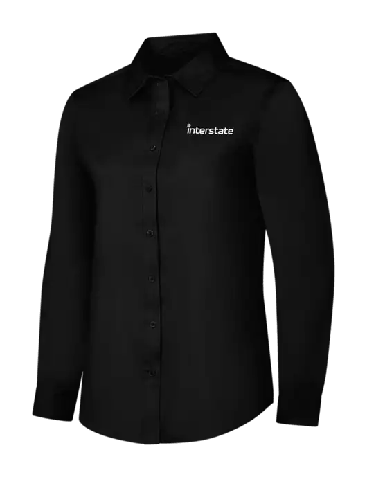 Womens Black Long Sleeve Superpro React Twill Shirt w/Interstate Logo