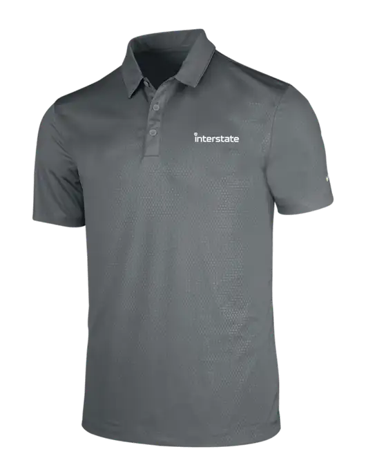 NIKE Medium Grey Dri-Fit Embossed Tri-Blade Polo w/Interstate Logo