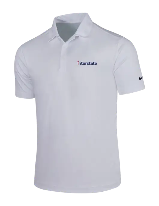 NIKE White Dri-Fit Vertical Mesh Polo w/Interstate Logo