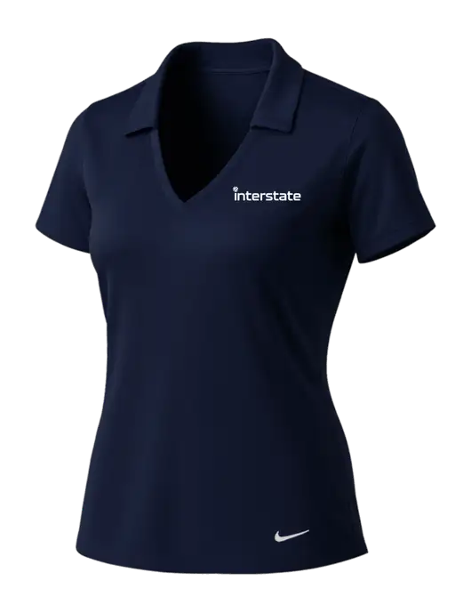 NIKE Dark Navy Womens Dri-Fit Vertical Mesh Polo w/Interstate Logo