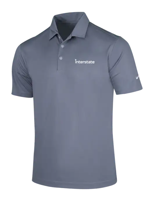 NIKE Medium Grey Dri-Fit Vertical Mesh Polo w/Interstate Logo