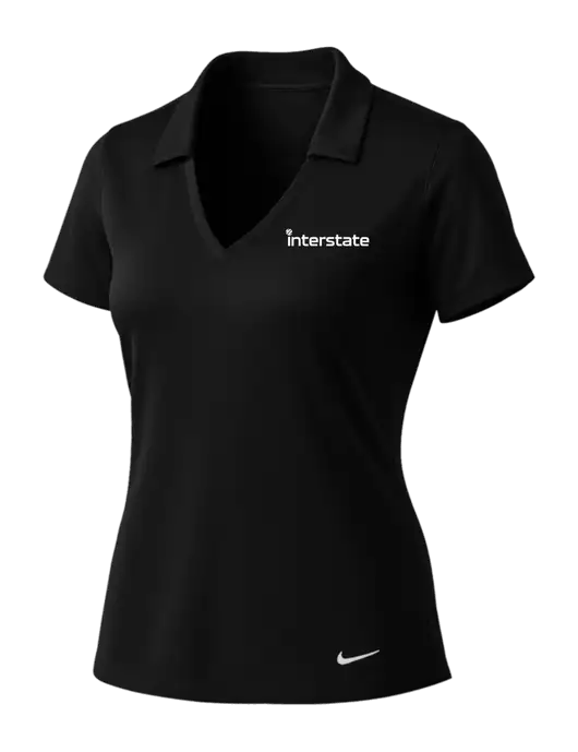 NIKE Black Womens Dri-Fit Vertical Mesh Polo w/Interstate Logo
