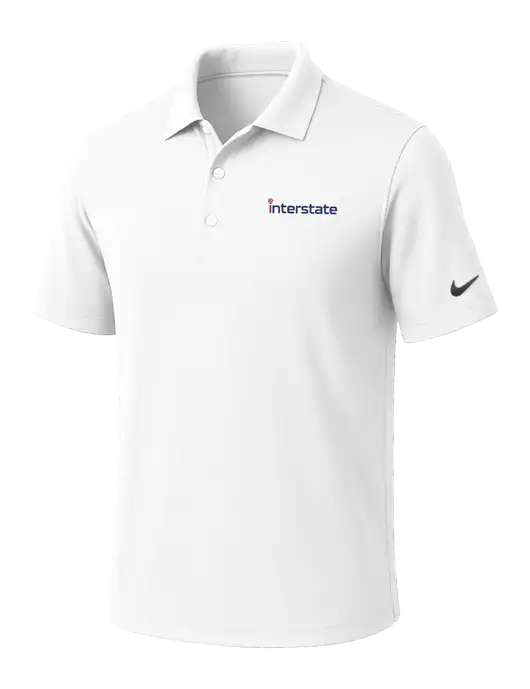 NIKE White Dri-Fit Micro Pique Polo w/Interstate Logo