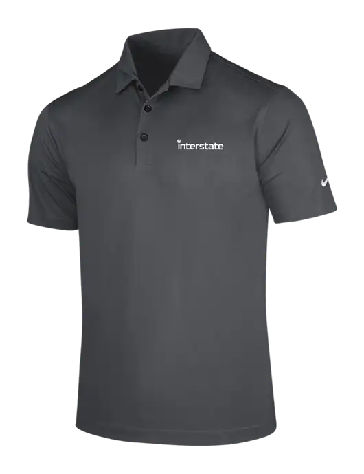 NIKE Dark Grey Dri-Fit Vertical Mesh Polo w/Interstate Logo