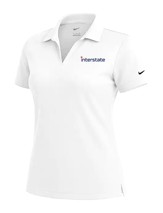 NIKE White Womens Dri-Fit Micro Pique Polo w/Interstate Logo
