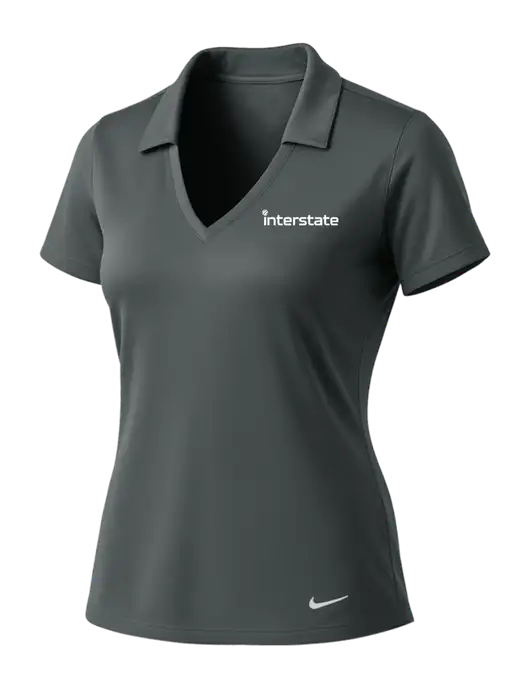 NIKE Dark Grey Womens Dri-Fit Vertical Mesh Polo w/Interstate Logo
