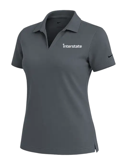 NIKE Dark Grey Womens Dri-Fit Micro Pique Polo w/Interstate Logo