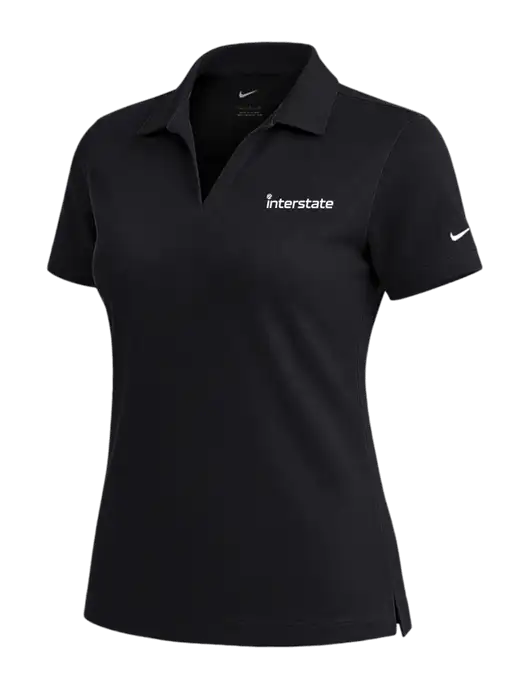 NIKE Black Womens Dri-Fit Micro Pique Polo w/Interstate Logo