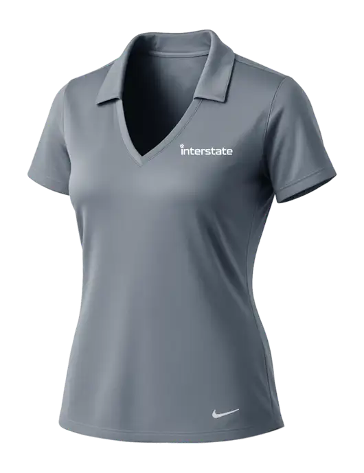 NIKE Medium Grey Womens Dri-Fit Vertical Mesh Polo w/Interstate Logo
