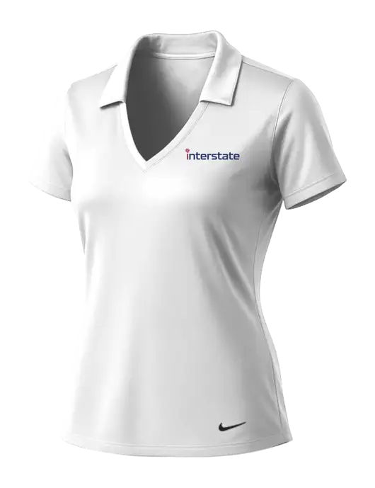 NIKE White Womens Dri-Fit Vertical Mesh Polo w/Interstate Logo