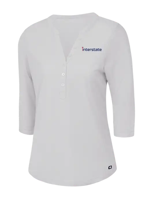 OGIO Bright White Jewel Henley w/Interstate Logo