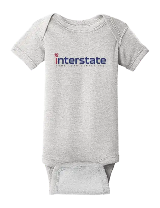 Rabbit Skins Light Grey Heather Infant Short Sleeve Baby Rib Bodysuit w/Interstate Logo