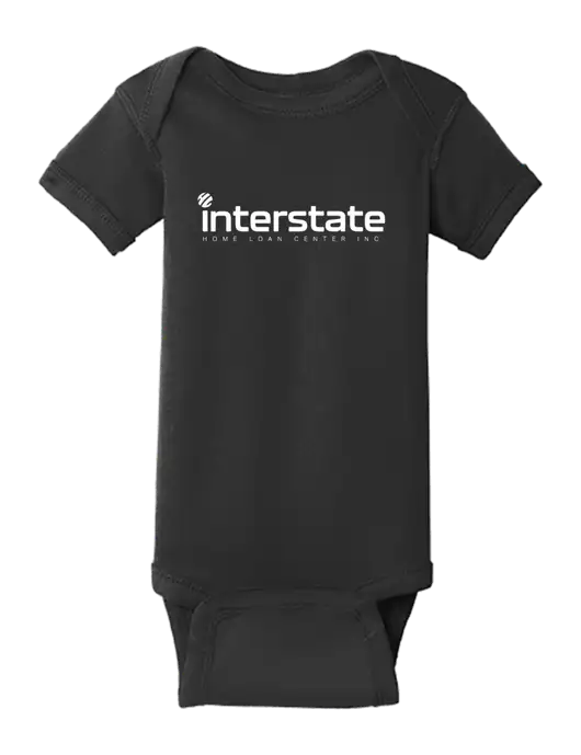 Rabbit Skins Black Infant Short Sleeve Baby Rib Bodysuit w/Interstate Logo