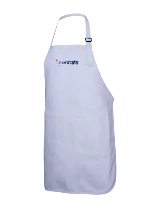 Full-Length White Apron With Pockets w/Interstate Logo