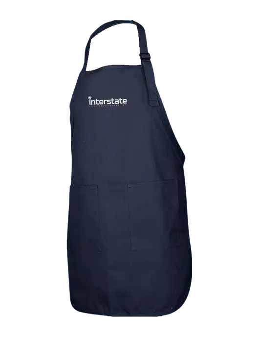 Full-Length Navy Apron With Pockets w/Interstate Logo