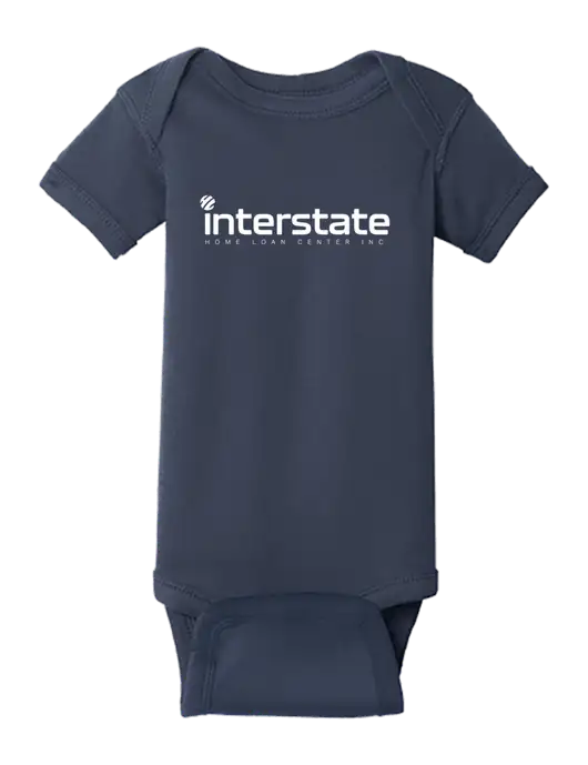 Rabbit Skins Navy Infant Short Sleeve Baby Rib Bodysuit w/Interstate Logo
