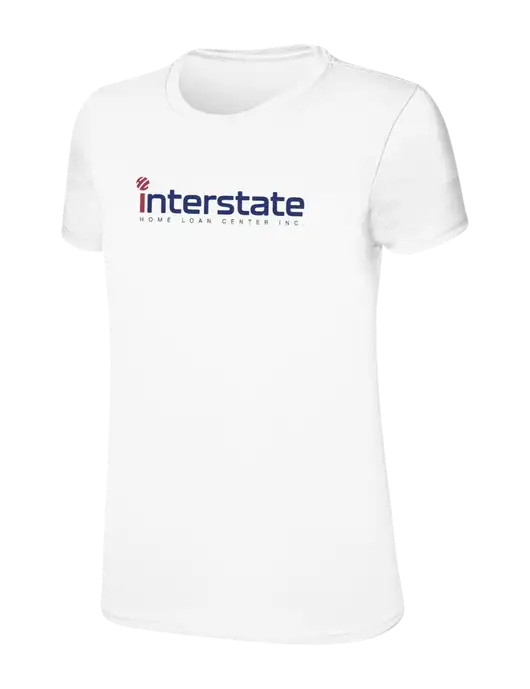 Womens Ring Spun White 4.5 oz T-Shirt w/Interstate Logo