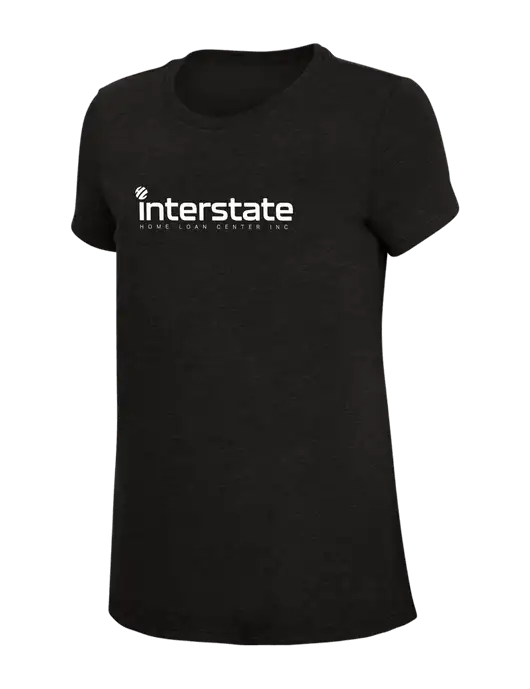 Womens Simply Soft Black 4.5oz Poly/Combed Ring Spun Cotton T-Shirt w/Interstate Logo