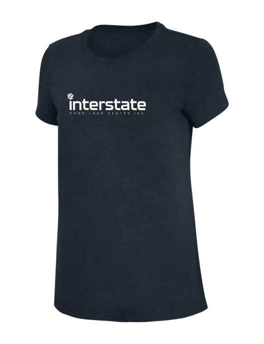 Womens Simply Soft Navy 4.5oz Poly/Combed Ring Spun Cotton T-Shirt w/Interstate Logo