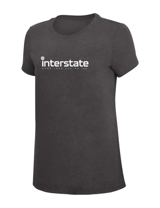 Womens Simply Soft Heather Charcoal 4.5oz  Poly/Combed Ring Spun Cotton T-Shirt w/Interstate Logo
