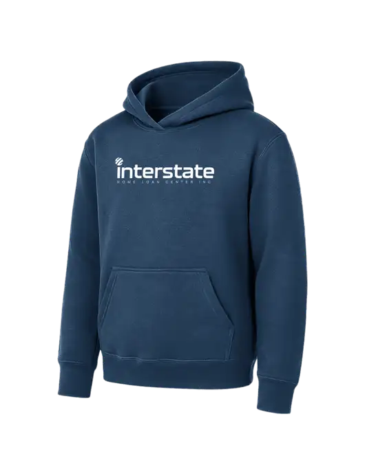 Youth Navy 7.8 oz Pullover Hooded Sweatshirt w/Interstate Logo
