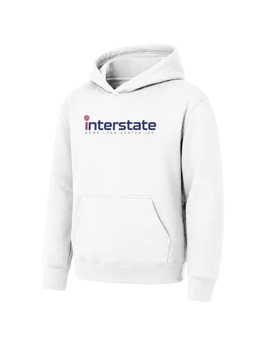 Youth White 7.8 oz Pullover Hooded Sweatshirt w/Interstate Logo