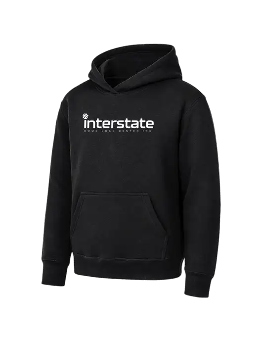 Youth Black 7.8 oz Pullover Hooded Sweatshirt w/Interstate Logo