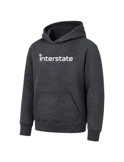 Youth Dark Heather Grey 7.8 oz Pullover Hooded Sweatshirt w/Interstate Logo
