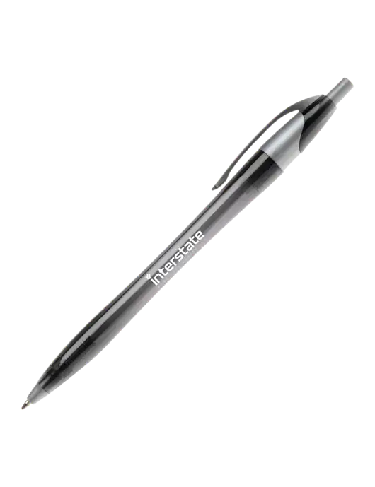 Novella Translucent Black/Silver Jewel Pen - Blue Ink w/Interstate Logo