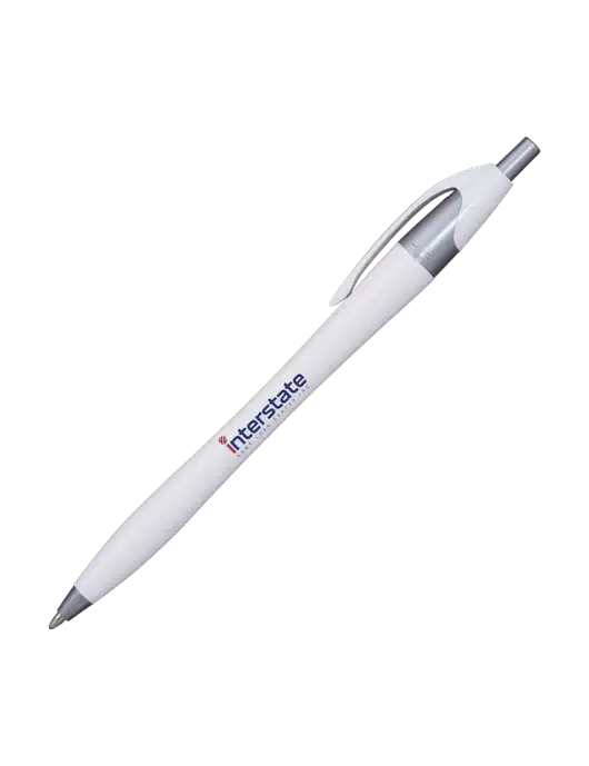 Novella White/Silver Shimmer Pen - Blue Ink w/Interstate Logo