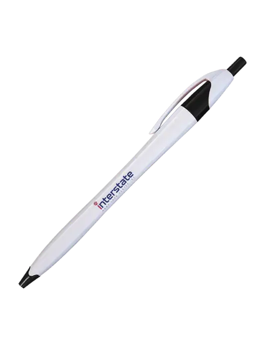 Novella White/Black Classic Pen - Blue Ink w/Interstate Logo