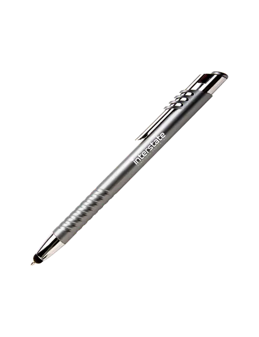 Schirhart Grey Stylus Pen - Blue Ink w/Interstate Logo