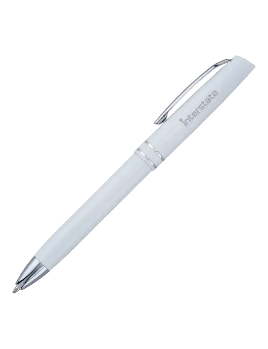 White Anguilla Black Ink Pen w/Interstate Logo