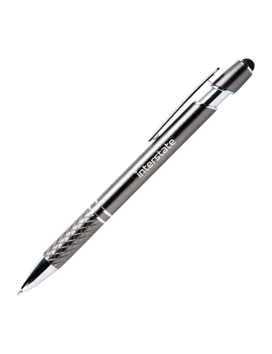 Valencia Gunmetal Stylus Pen - Black Ink w/Interstate Logo