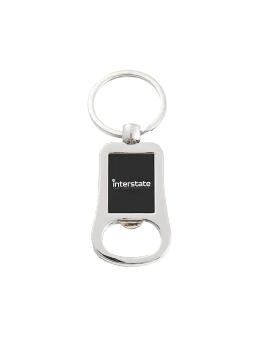Silver & Black Bottle Opener Keychain w/Interstate Logo