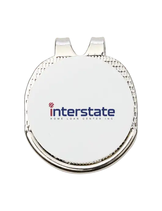 Antique Silver Hat Clip w/Golf Ball Marker w/Interstate Logo