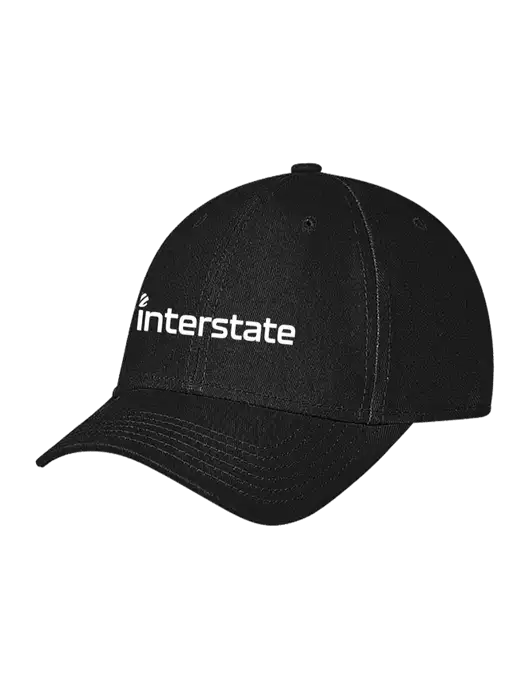 Black Structured Soft Snap Closure Hook & Loop Cap w/Interstate Logo