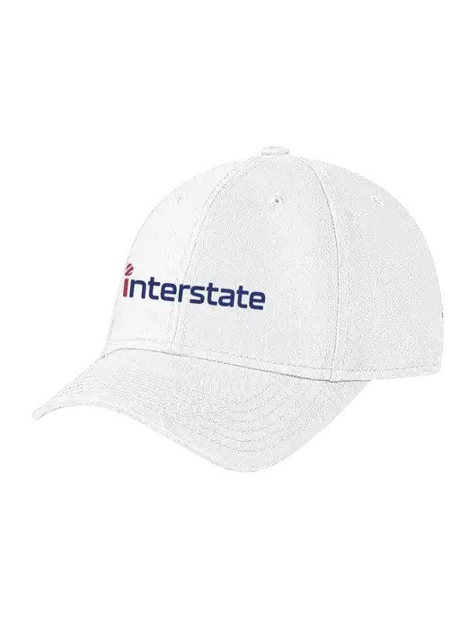 White Structured Soft Snap Closure Hook & Loop Cap w/Interstate Logo