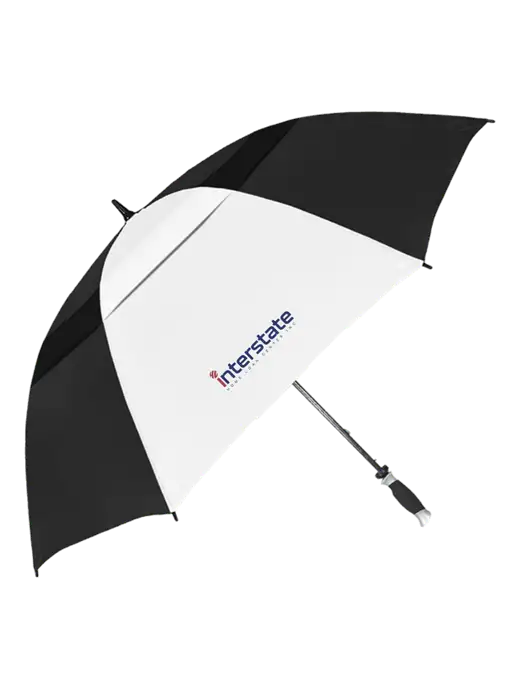 Black/White Vented Typhoon Tamer Golf Umbrella w/Interstate Logo
