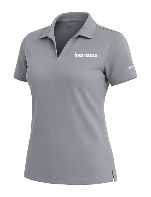 NIKE Medium Grey Womens Dri-Fit Micro Pique Polo w/Interstate Logo
