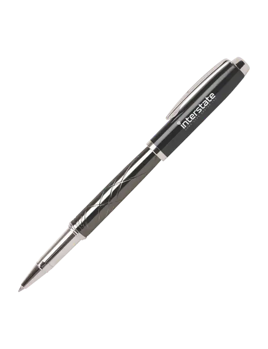 Modernist Black Rollerball Pen - Black Ink w/Interstate Logo