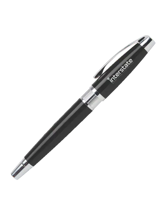 Masscotti Black Rollerball Pen - Black Ink w/Interstate Logo
