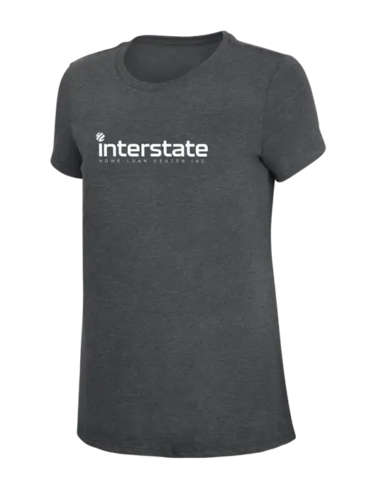 Womens Simply Soft Charcoal 4.5oz Poly/Combed Ring Spun Cotton T-Shirt w/Interstate Logo